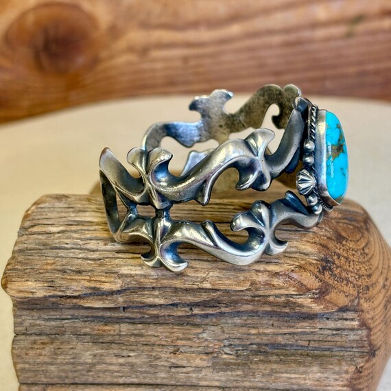 Harrison Bitsui Navajo Cast Silver Scrollwork Bracelet W