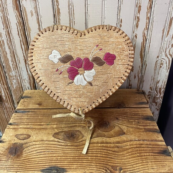 Canadian Northwest Territories Heart Shaped Birchbark Basket
