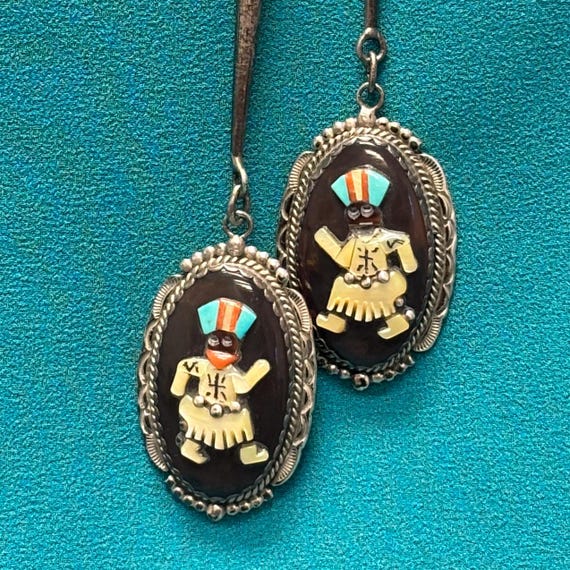 Beverly Etsate Zuni Inlay Apache Dancer Bolo Tie … - image 5