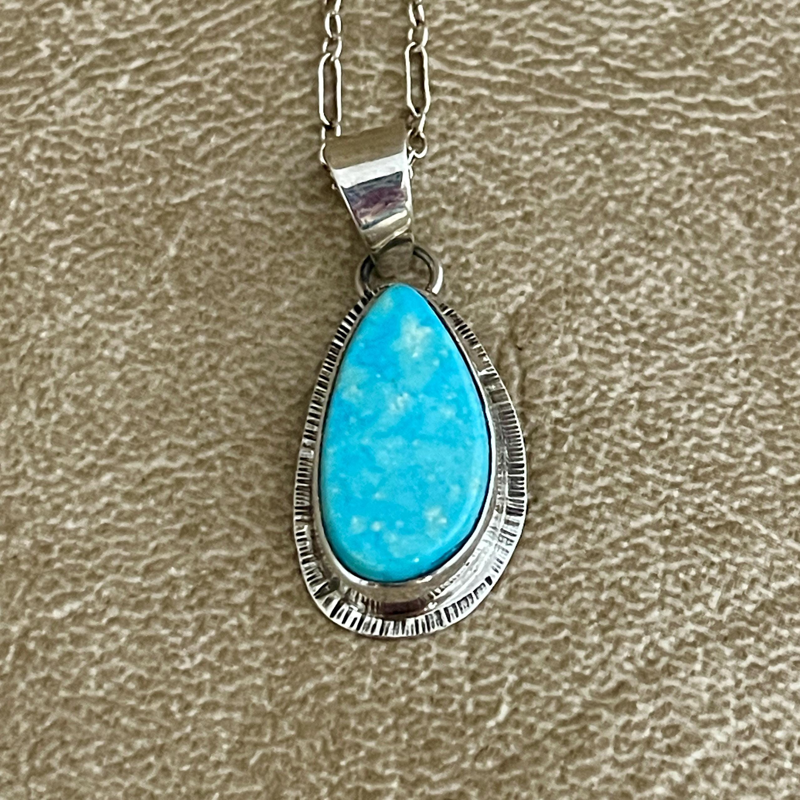 Lyle Piaso, Navajo Kingman Turquoise and Sterling Silver Pendant