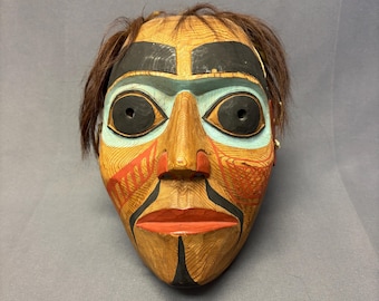 Antique Northwest Coast Haida Gwaii Carved and Painted Wooden Mask   (NLC10)