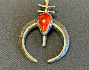 Tufa Cast Sterling Silver Naja Pendant by Aaron Anderson, Navajo