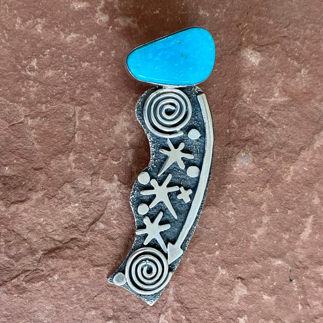 Alex Sanchez Sterling Silver and Turquoise Pendant With