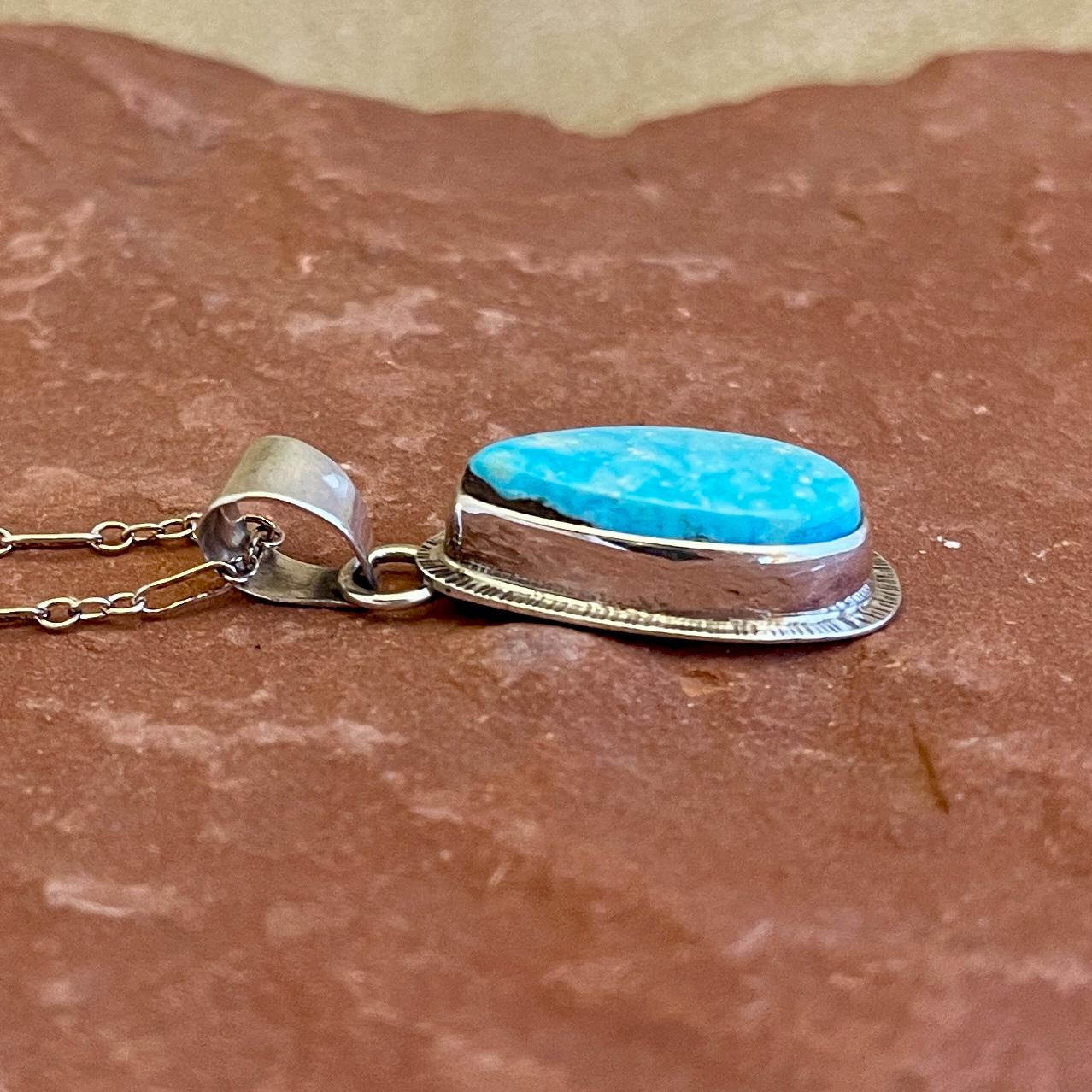 Lyle Piaso, Navajo Kingman Turquoise and Sterling Silver Pendant