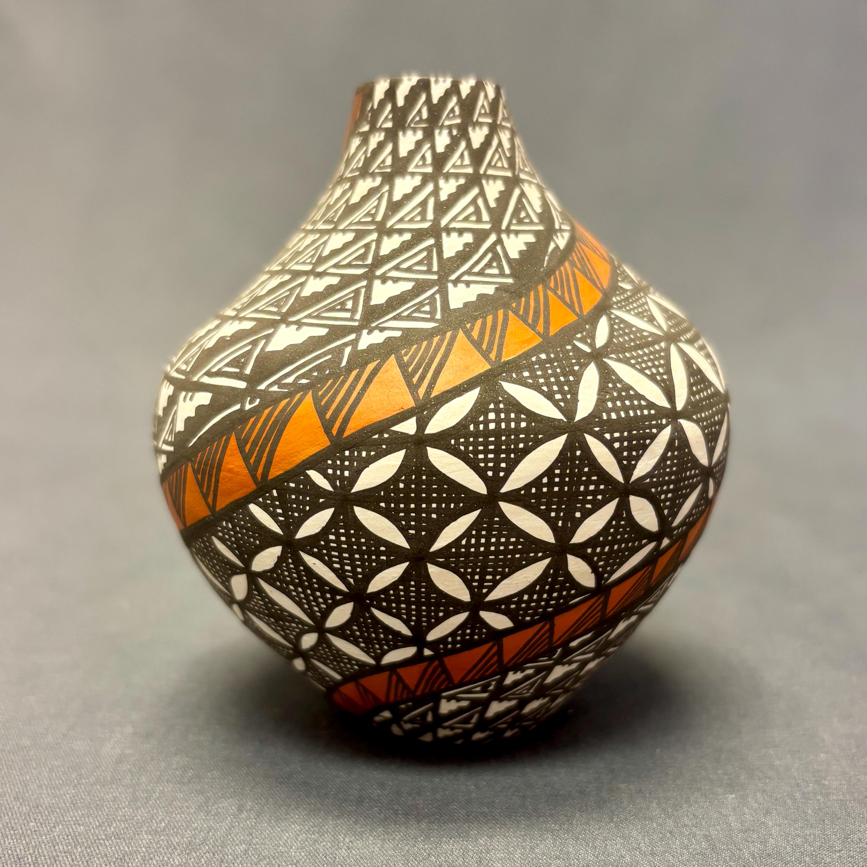 Sandra Victorino Vintage Acoma Pueblo Small Painted Pot With Fine