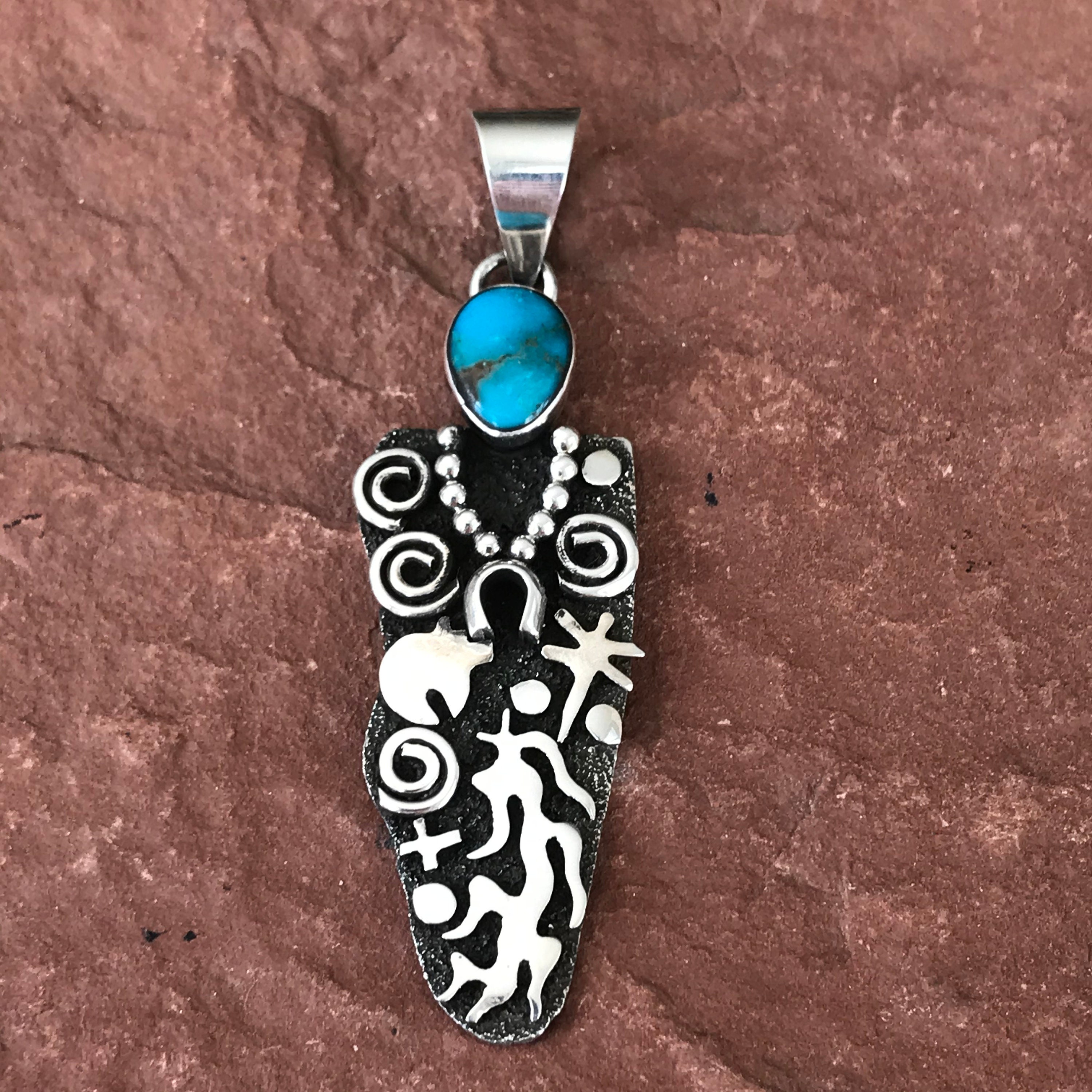 Alex Sanchez Grandmother Pendant With Kingman Turquoise & - Etsy