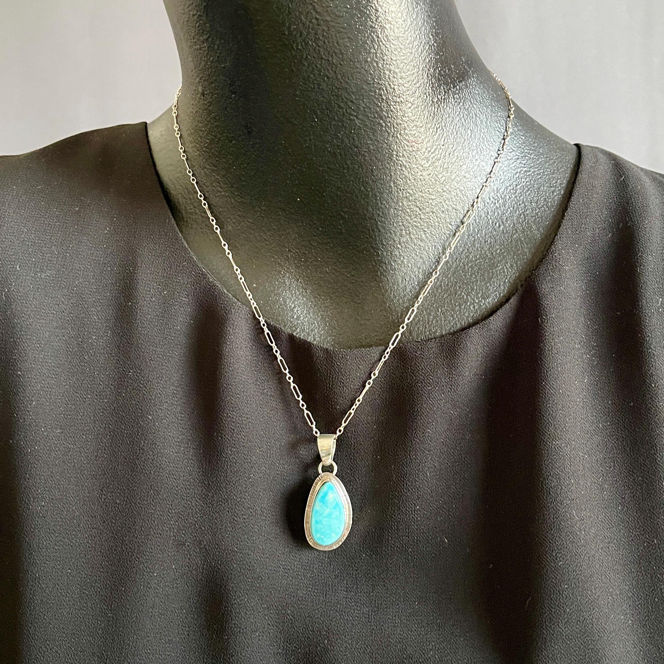 Lyle Piaso, Navajo Kingman Turquoise and Sterling Silver Pendant