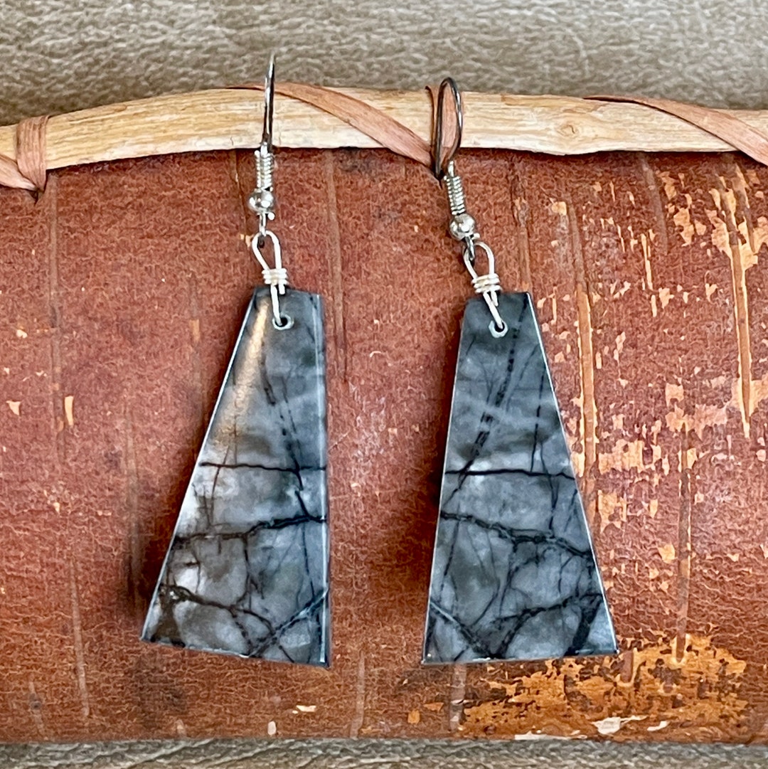 Authentic Native American Picasso Marble Slab Dangle Earrings - Robert ...