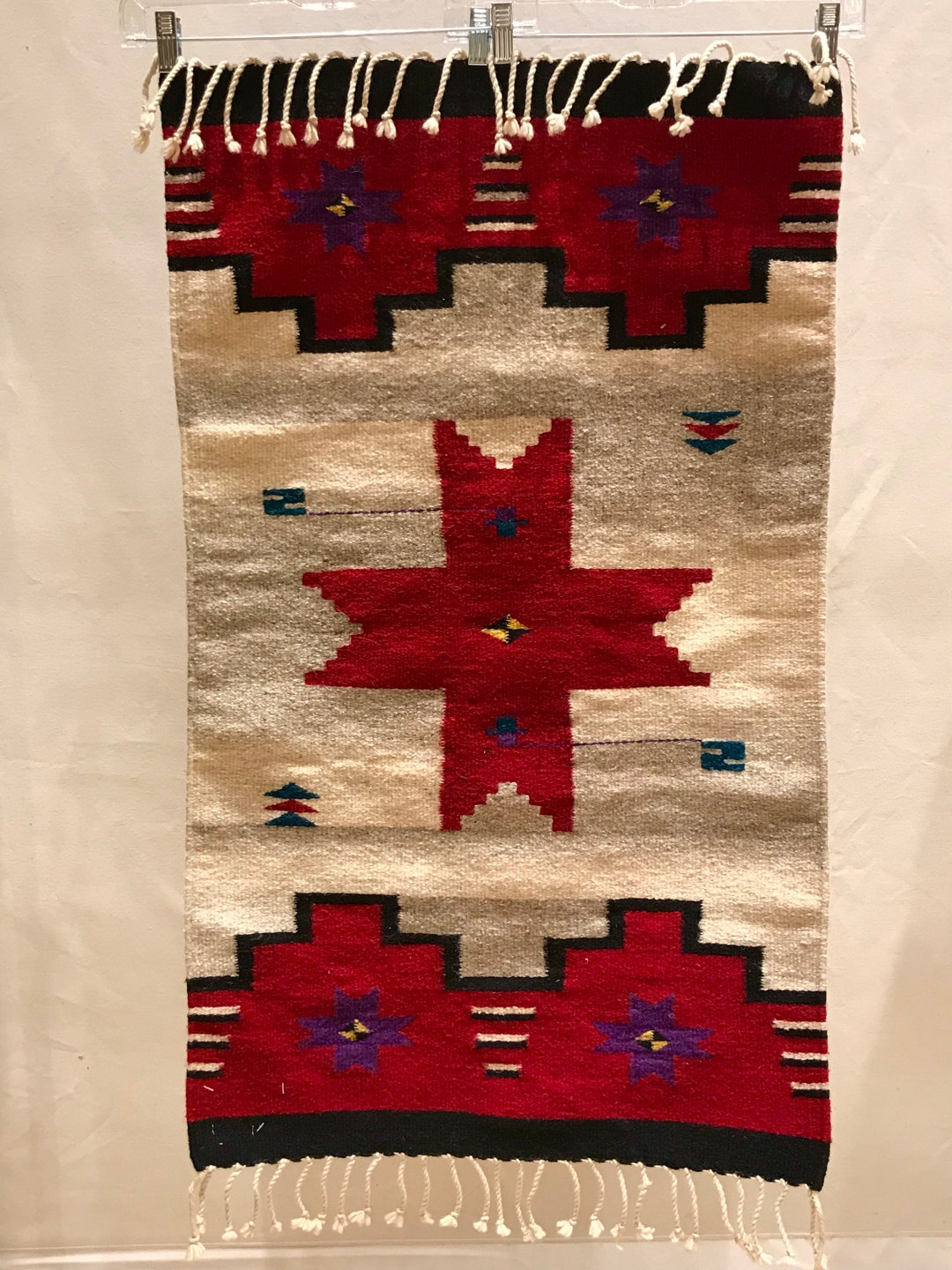 Handmade Zapotec Indian Rug, Zapotec Weaving Art From Mexico, 100 Wool