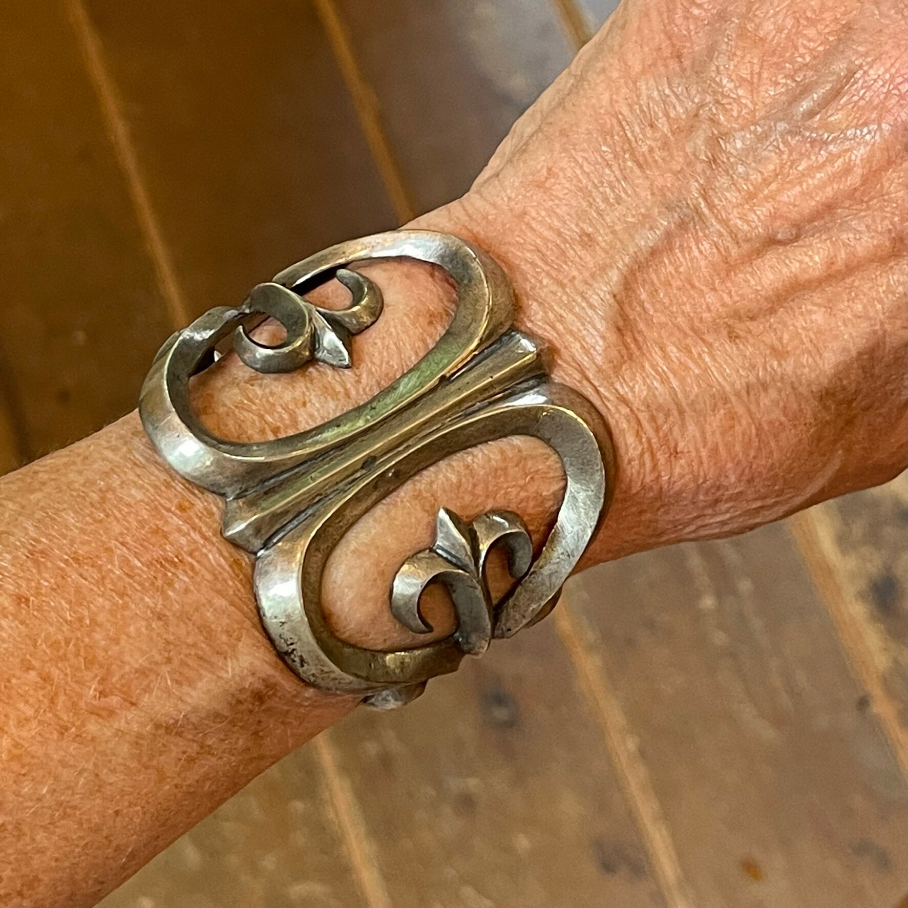 Antique Native American Sandcast Bracelet, Navajo Sandcast
