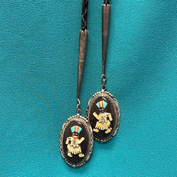 Beverly Etsate Zuni Inlay Apache Dancer Bolo Tie … - image 4