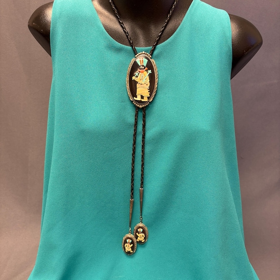 Beverly Etsate Zuni Inlay Apache Dancer Bolo Tie … - image 2