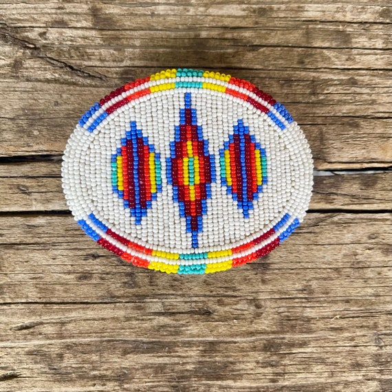 Buy Vintage Colorful Native American Beaded Belt Buckle With  display picture 1