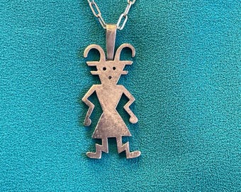 Auténtico colgante de plata kachina hopi con cadena (JM176)
