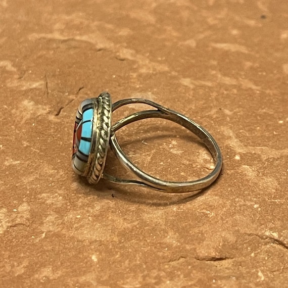 Authentic Zuni Sunface Ring with Multi-stone Inla… - image 3