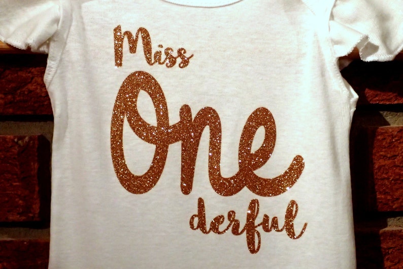 First Birthday Bodysuit, Gold Glitter Bodysuit for Girls First Birthday