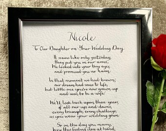 To our daughter on your wedding day, daughter wedding gift, daughter from parents, from mum and dad, gift for daughter, daughter wedding day