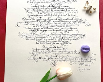 Carta manuscrita: Caligrafía, Regalo para ella, Regalo para él