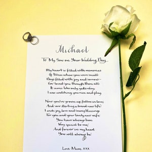 Para mi hijo en el día de su boda, regalo de bodas para mi hijo, carta para mi hijo, regalo de caligrafía escrita a mano, regalo para hijo, regalo para el día de la boda de mi hijo