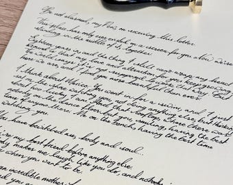 Carta de amor manuscrita inspirada en Jane Eyre / Recuerdo caligráfico personalizado tamaño A4