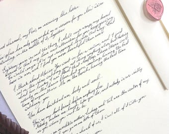 Handgeschreven liefdesbrief geïnspireerd op Jane Eyre | Gepersonaliseerde A4-kalligrafie als aandenken
