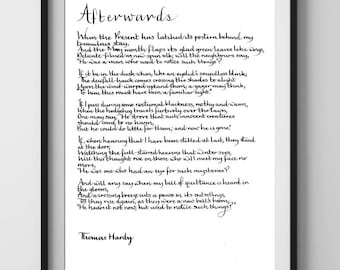 Afterwards poem, afterwards print, Thomas Hardy, famous poem, poem print,