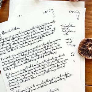 Carta manuscrita, Carta caligráfica, Caligrafía cuidada, Poema escrito a mano, Regalo personalizado, Regalo hecho a mano