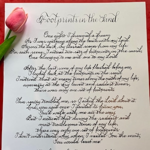 Poesia Impronte nella Sabbia, Impronte Scritte a Mano sulla Sabbia, Poesia Cristiana, Poesia del Lutto, Poesia Impronte, Poesia Impronte Stampa