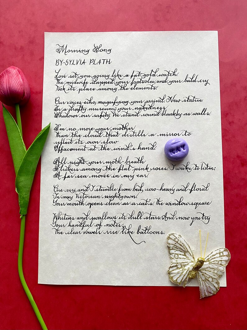 Morning Song SYLVIA PLATH Handwritten Calligraphy Gift Etsy