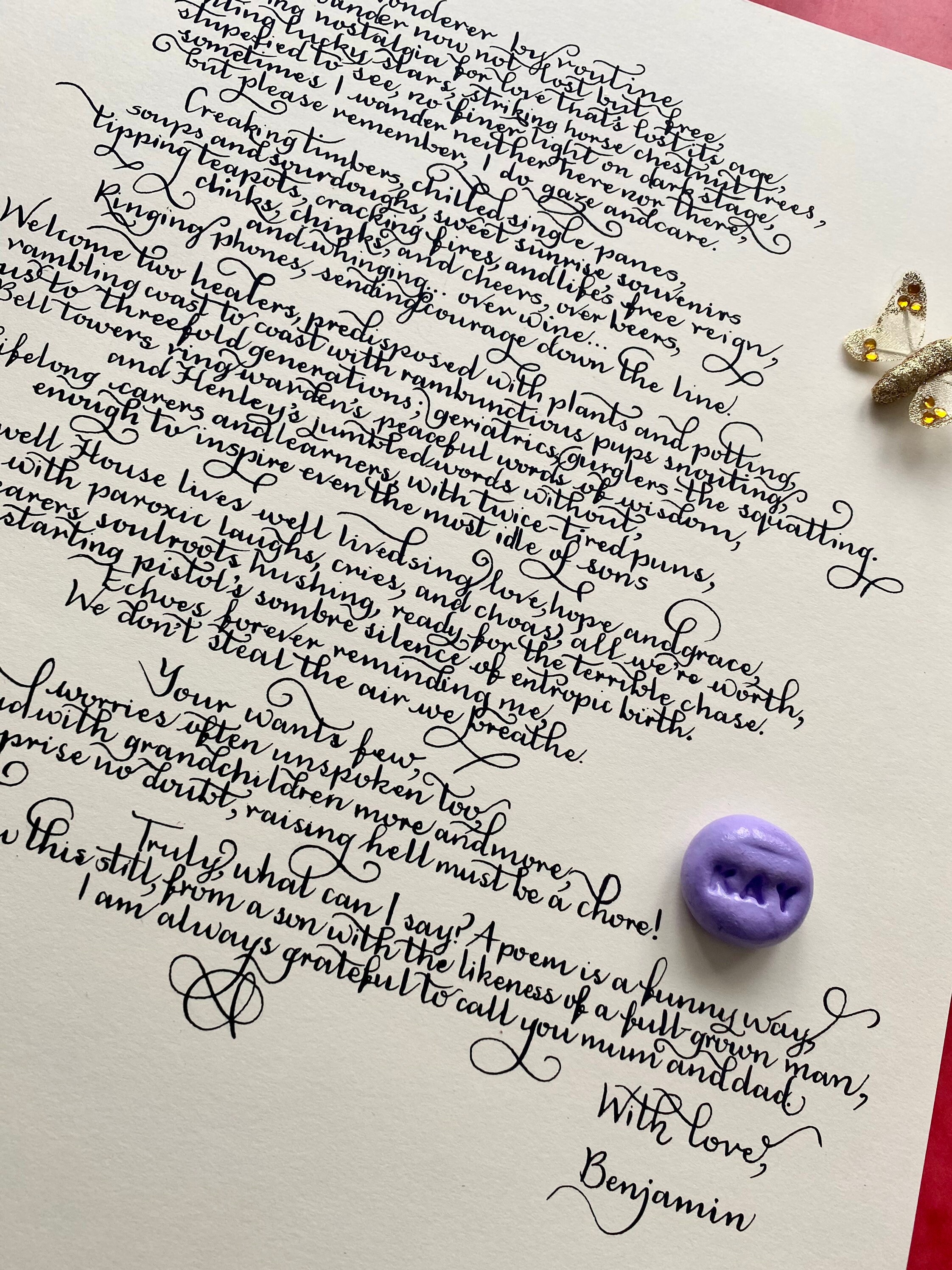 Custom letter, custom calligraphy, handwritten gift, calligraphy gift, romantic girlfriend gift, anniversary letter