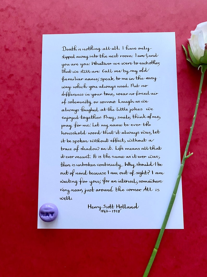 Funeral Poem I Am Next Door Feel No Guilt in Laughter Etsy