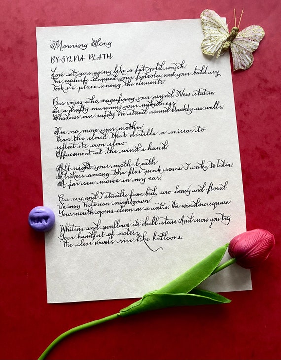 Morning Song Sylvia Plath Handwritten Calligraphy Gift Etsy