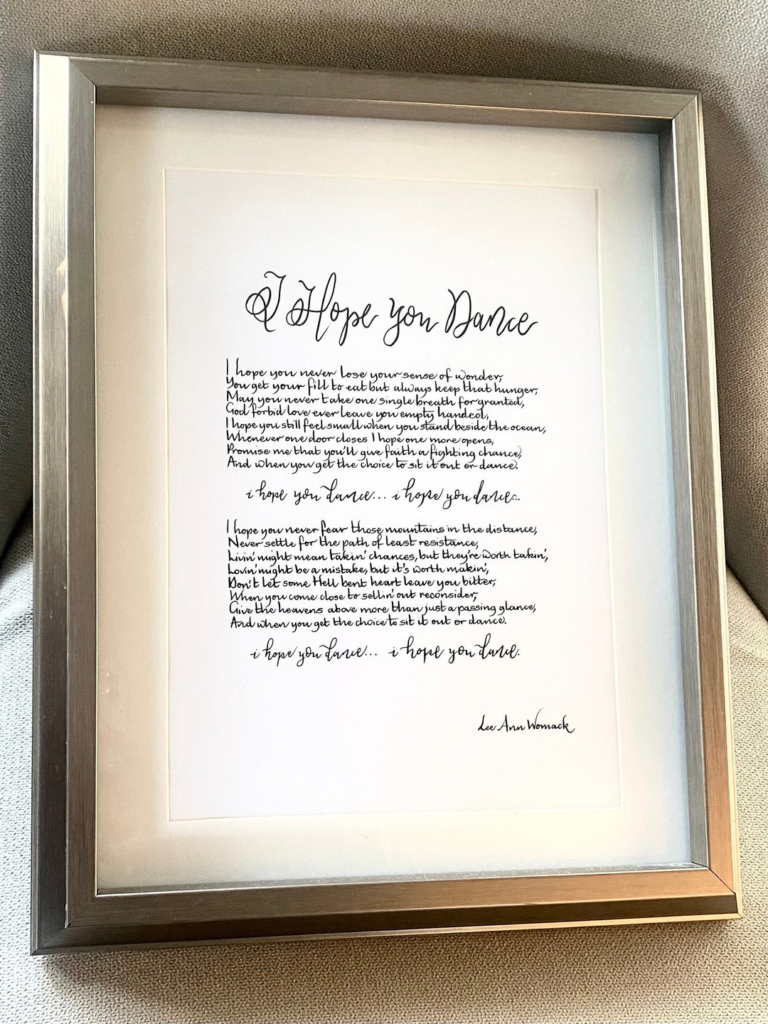 I Hope You Dance Handwritten, I Hope You Dance Print, I Hope You Dance ...