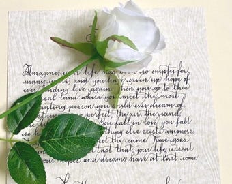 Parchment Paper Handwritten Letter | Heirloom Calligraphy Keepsake