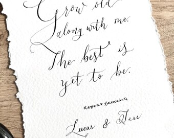 Gepersonaliseerde handgeschreven quote voor stellen | Originele kalligrafie met gerafelde randen 8x10"