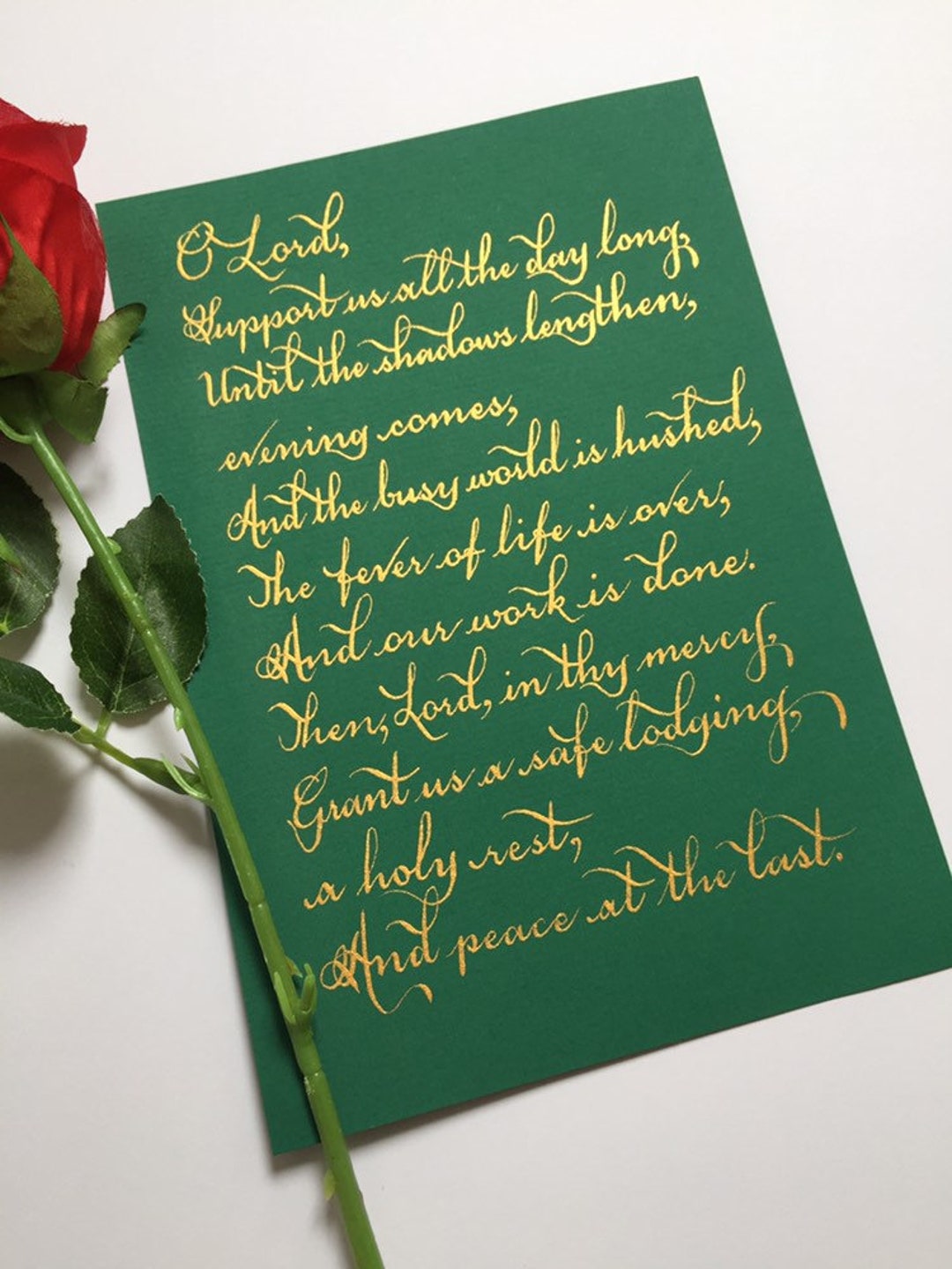 Calligraphy Letter, Green Gift, Handwritten Letter, Gold Calligraphy, Calligraphy Service
