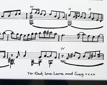 Partitura musical manuscrita / Partitura personalizada escrita a mano / Regalo único para músicos