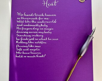 Papel morado con caligrafía dorada manuscrita en tamaño A4 / 8x10" / A5. Regalo ideal en color morado, perfecto para Navidad, cumpleaños o aniversario.