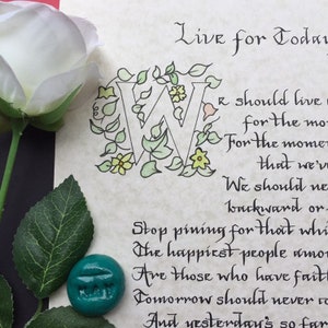 Flowers and calligraphy art, calligraphy poem, painted love letter, handwritten gift, personalised painting, personalised poem