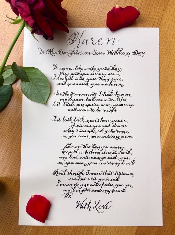 Hedendaags Naar mijn dochter op uw trouwdag gedicht-Love mum love | Etsy TY-05
