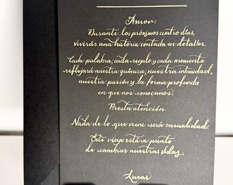 Gold Handwritten Calligraphy on Black Paper | Gift for Christmas, Birthday or Anniversary Present
