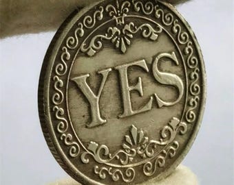 Decision yes / no coin, Metal vintage flip a coin, Lucky collectables gift