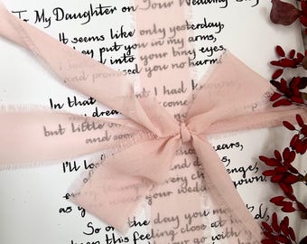 Para mi hija en el día de tu boda, regalo de boda para mi hija, carta a mi hija, caligrafía, regalo para hija, día de la boda de mi hija