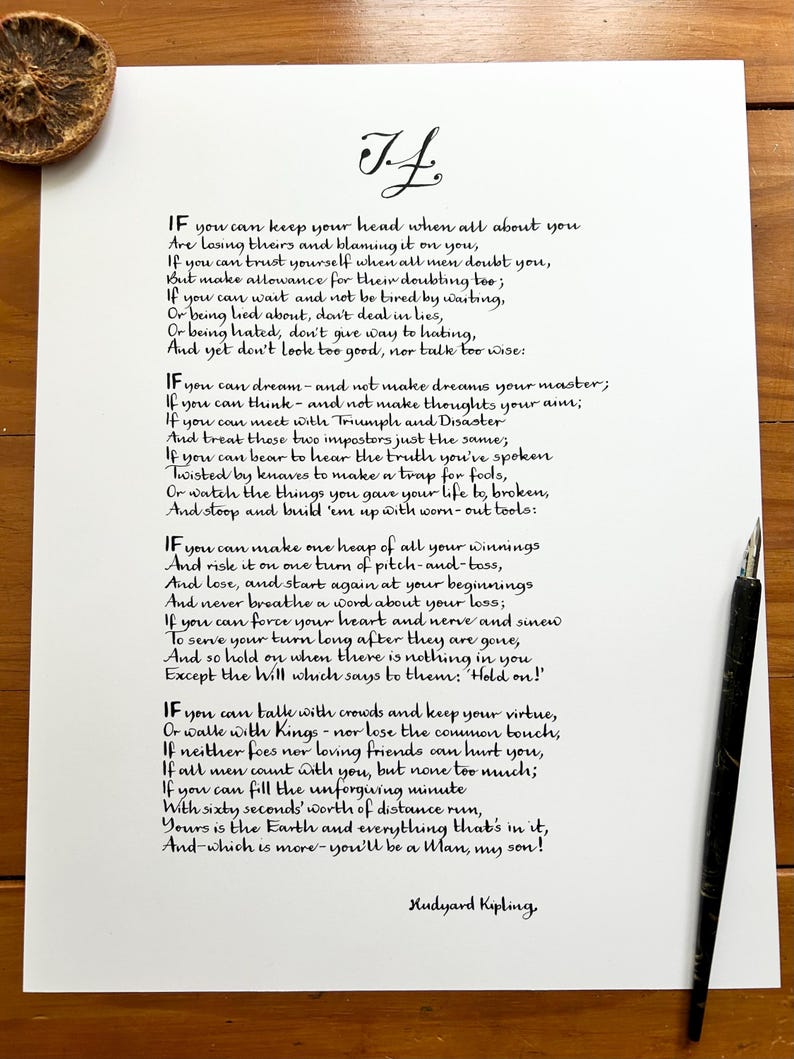 Handwritten If Poem Calligraphy Print | Inspirational Gift for Son Godson | Christening Graduation Keepsake image 13