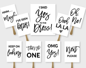 I Sagte Ja zum Kleid, Hochzeitskleid Shopping Paddle Schilder - Schwarz und Weiß - Druckbare PDF, Instant Download