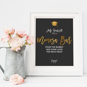 Graduation Mimosa Bar Sign, Black & Gold Foil - Printable Party Decoration, DIY Print, Instant Download - #GFC