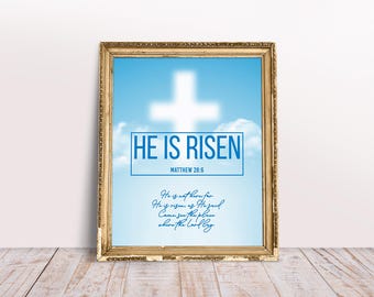 ¡Ha resucitado! Mateo 28:6 - Versículo bíblico, Escritura religiosa de Pascua, Arte mural de Pascua - Archivo digital imprimible, Descarga instantánea