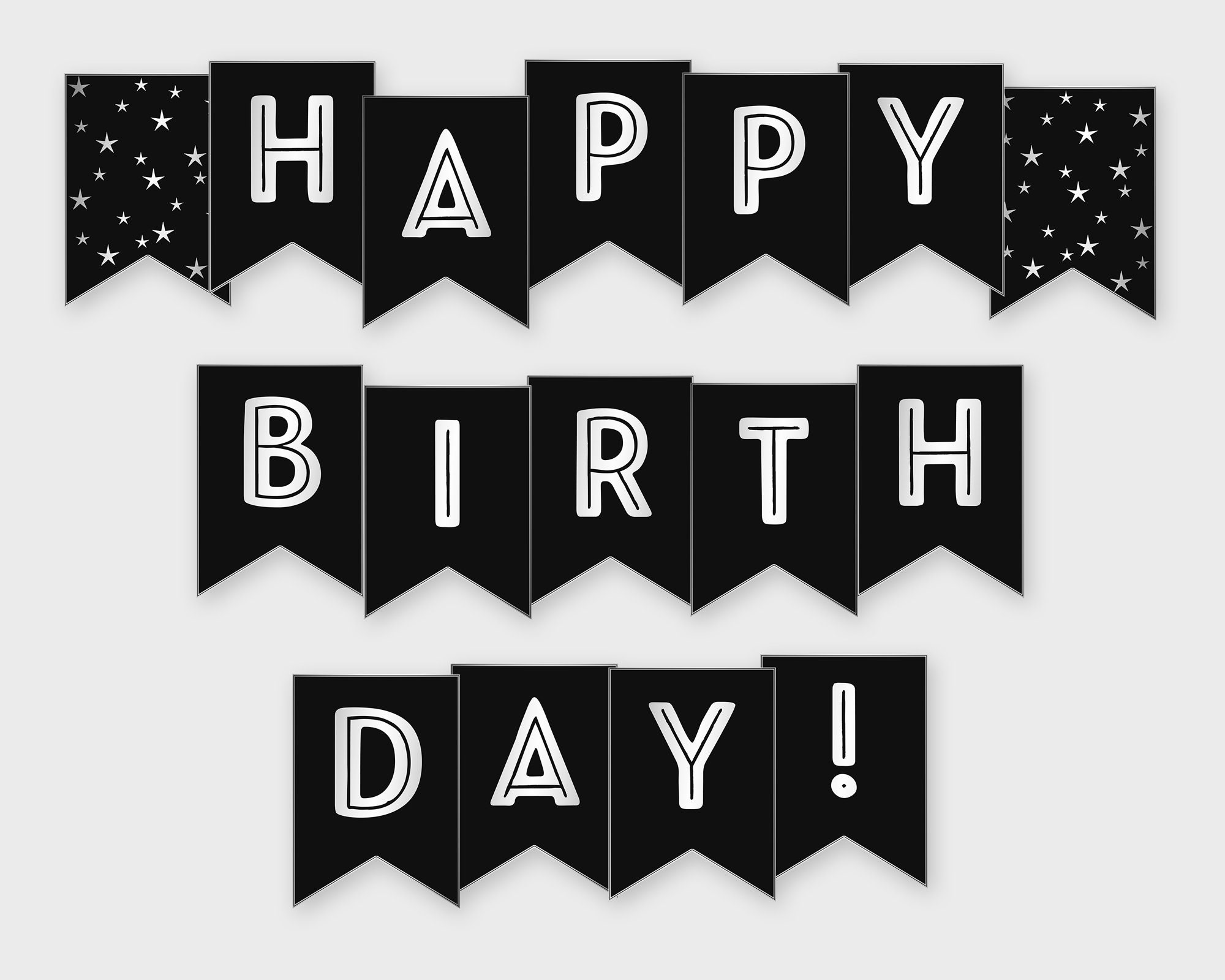 happy-birthday-printable-banner-black-silver-birthday-party-printable-pdf-diy-print-instant-download-gwr-etsy for Feliz Cumplea Os Banner Printable Free Happy Birthday Printable Banner, Black & Silver- Birthday Party - Printable PDF, DIY Print, Instant Download - #GWR - Etsy for Feliz Cumplea Os Banner Printable Free