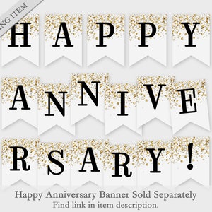 Happy Anniversary Printable Banner - Blue Confetti Glitters - Printable ...