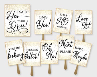 Ik zei ja tegen de jurk, trouwjurk Shopping Signs - Gold Confetti Dust - afdrukbare pdf, direct downloaden - #GCD